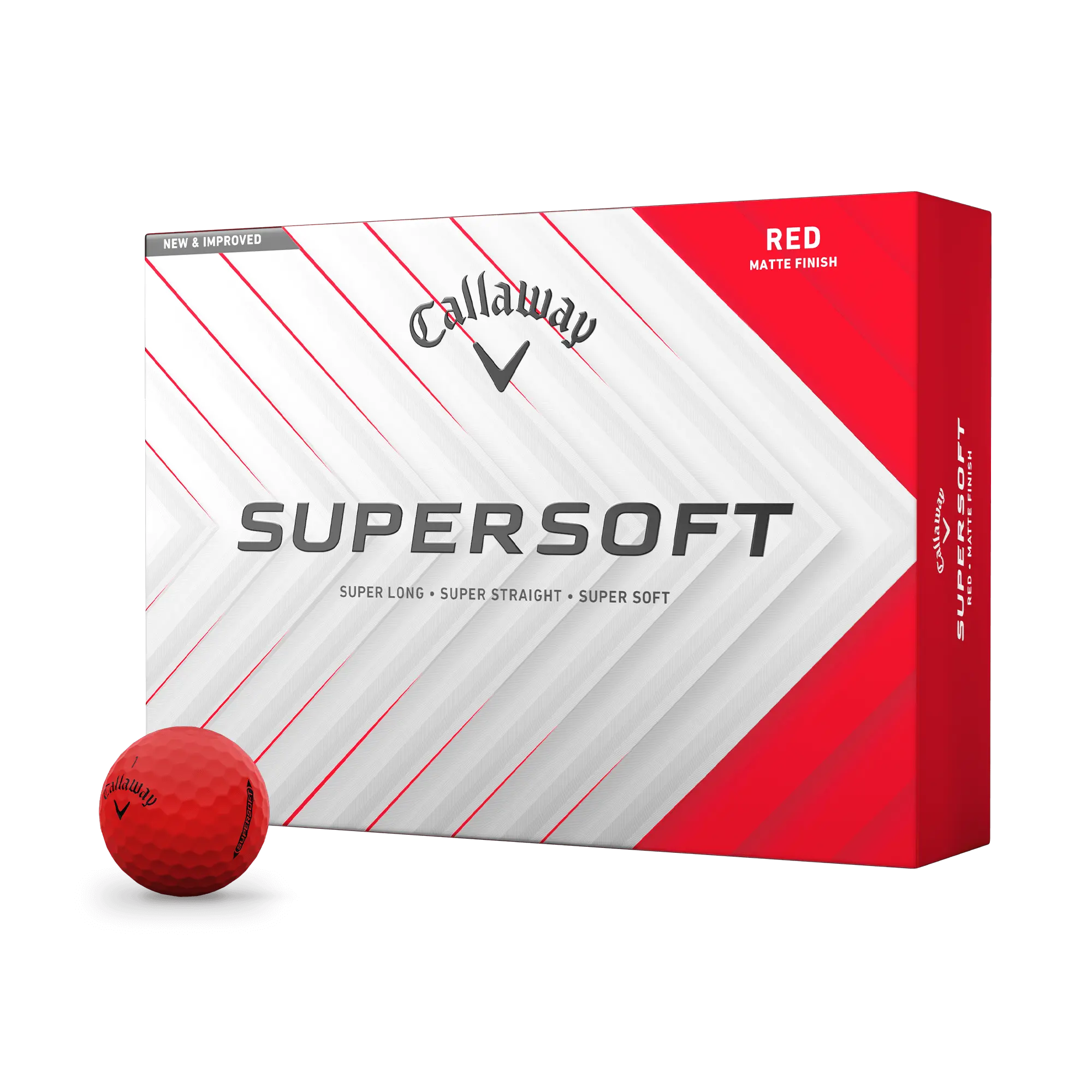 Callaway Supersoft Matte Red Golf Balls - Golf Equipment with Advanced Cover, Increased Speed, Trustworthy Control, Tee-To-Green Ready