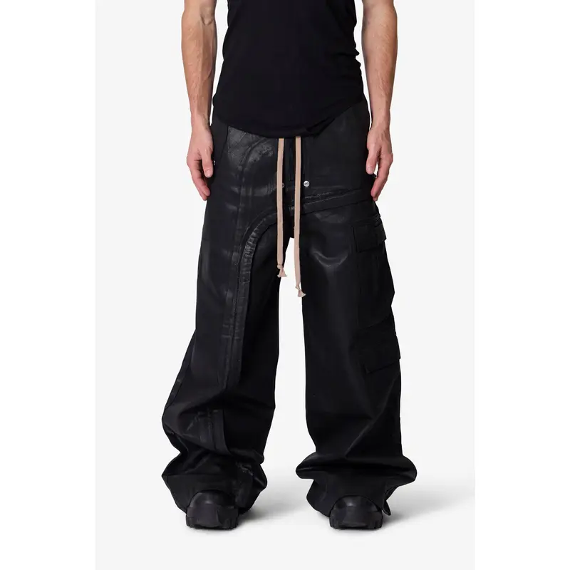 mnml Waxed Rave Seam Cargo Pants - Black