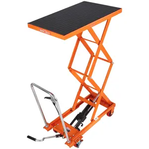 VEVOR Hydraulic Lift Table Cart 330lbs Capacity 50" Lifting Height Manual Double Scissor Lift Table with 4 Wheels and Non-Slip Pad