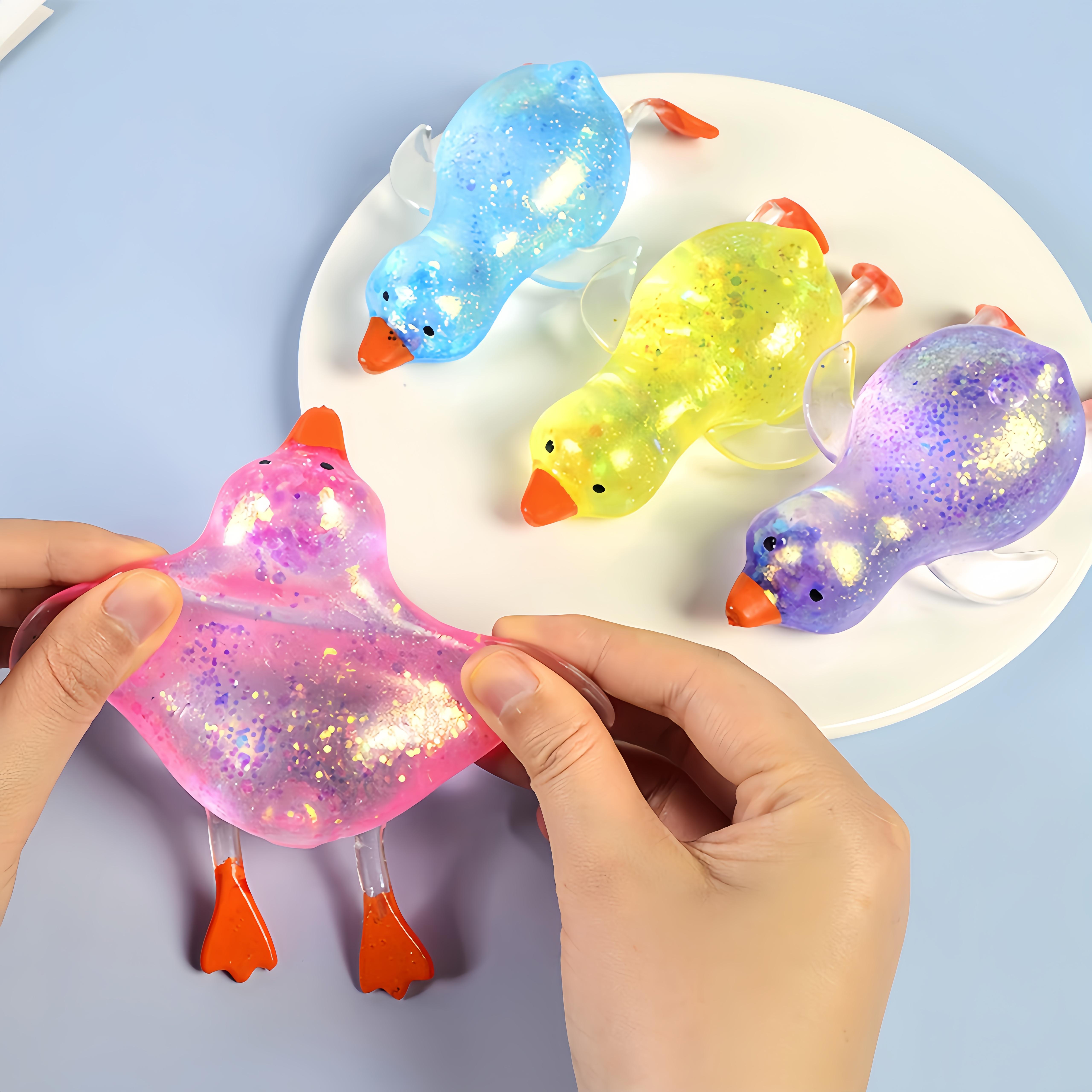 Glitter Aurora Duck Maltose Squishy – 13cm Soft Stress Relief Toy| Refrigerate for Better Malleability