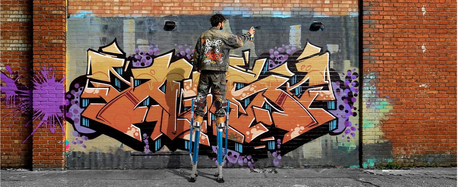 【SummerFinds】VEVOR Drywall Stilts for Painters & Cleaning, Aluminum Sturdy Structure, 24.2-40.3 in Adjustable Height, 228 lbs Load Capacity, Non-Slip Rubber Feet, Dual Spring Shock Absorption, Comfortable Leg Straps, 3-Level Heel Brackets, Blue