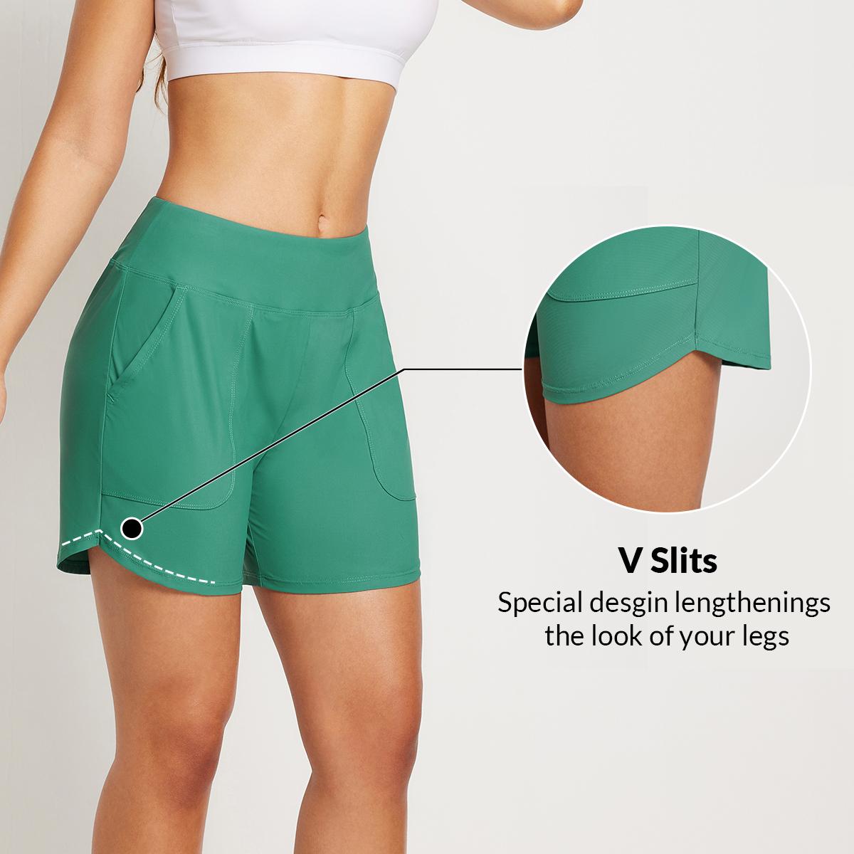 baleaf Women's 3''/5"/7''/9'' High Waisted Lightweight Board Shorts Swim/Running/Workout Quick Dry with Pockets Tankini Bottoms Bathing Suits Plus Size Bermuda Shorts