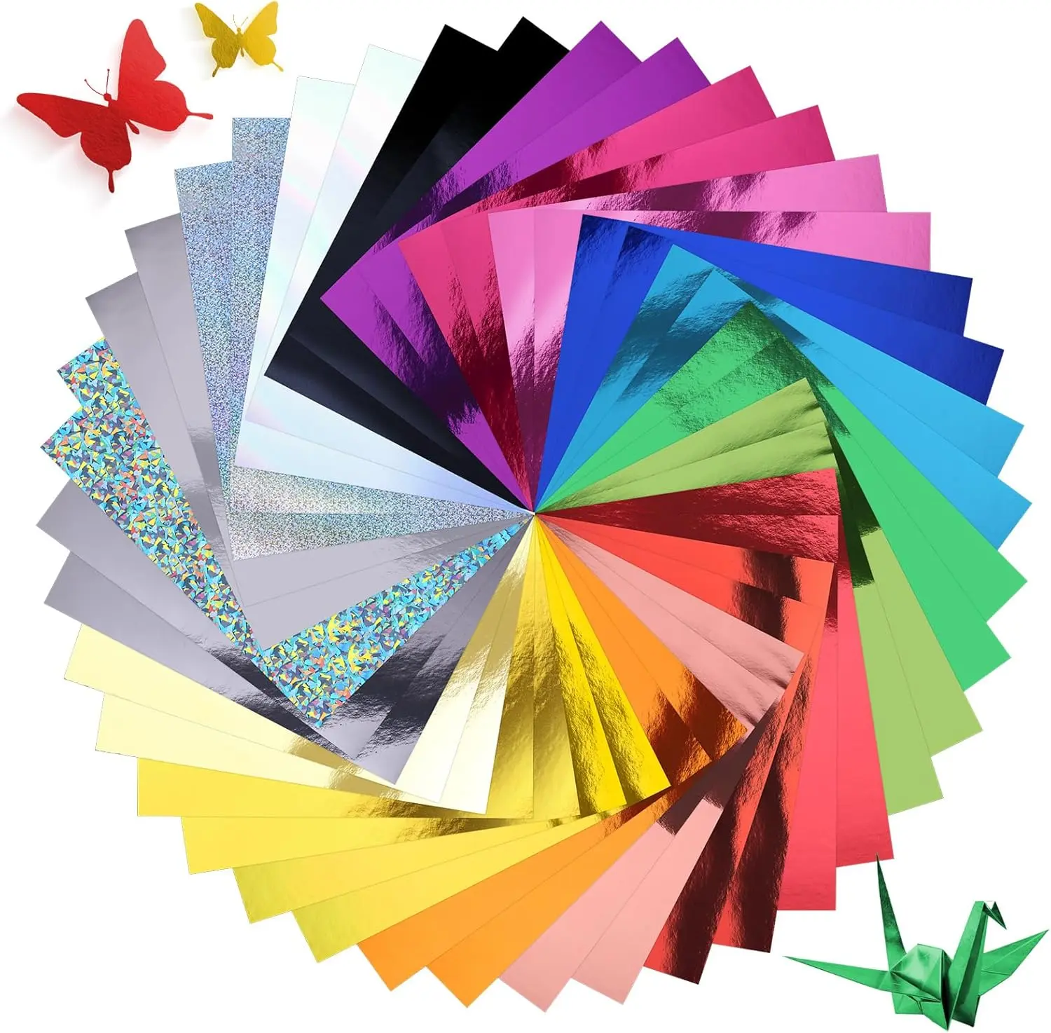 Oleitodh Metallic Craft Paper Bulk - 200 Rectangle Sheets, 20 Classical Colors, 8.5x11 In, 250gsm Foil Board with Assorted Glitter Mirror Finish, for Artists, Scrapbook Materials, Crafting, Aluminum Foil