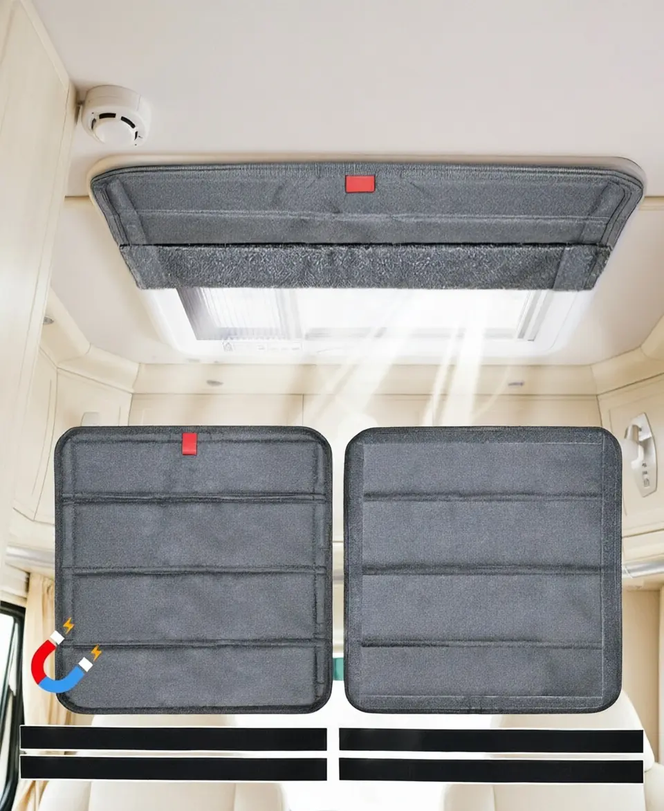 RV Skylight Sunshade and Ventilation Cover - UV-Resistant Roof Vent Shield, Equipped with Velcro Fasteners