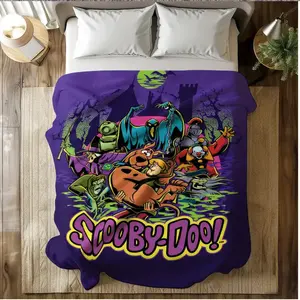 Scooby Doo Spooky Poster Scene Blanket Silky Touch Super Soft Throw for Halloween Christmas Gift Girls Bedroom Decor
