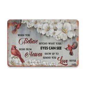 Inspirational Cardinal Bird Theme Metal Tin Sign Wall Art for Bars Cafes and Clubs 8x12 Inch Iron Plate Hanging Decor