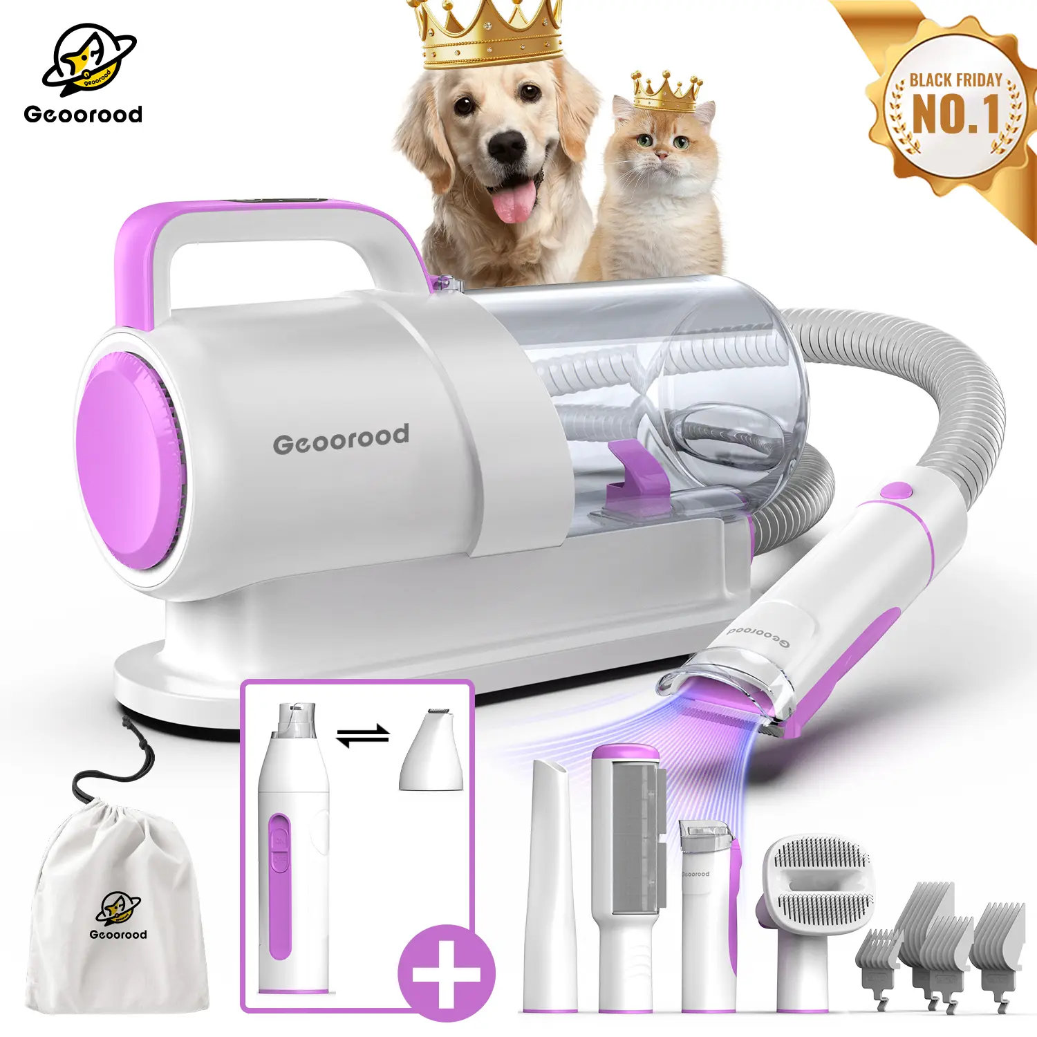 Geoorood Dog Grooming Vacuum Kit with 13000Pa Suction Power & 2.2L Dust Collection for Furry Animal Cleaning summeressentials DealsforYouDays SummerWins