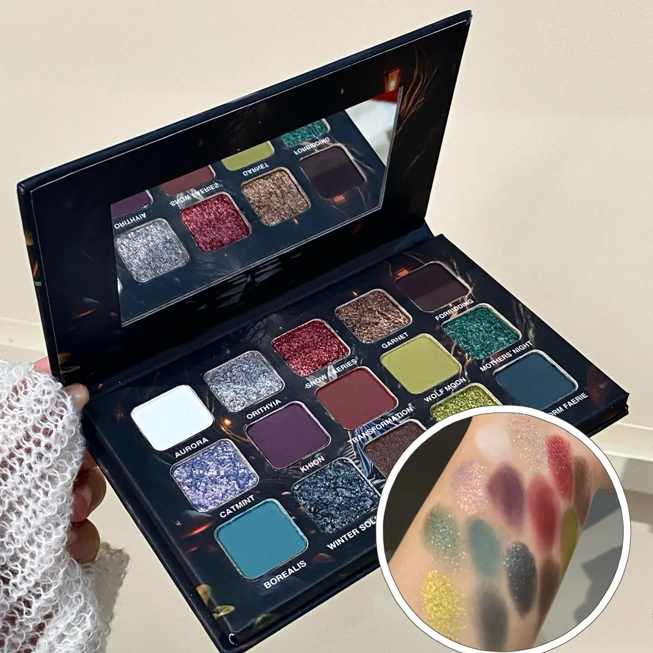 HERORANGE Limited Edition 15-Color Non-Toxic Alcohol-Free Pigmented Eyeshadow Palette - 3-in-1 Shimmer, Matte, Glow, Long-Lasting, No Fallout, Built-In Mirror, Degradable, 24-Month Shelf Life, Festival Bold Looks, Natural Finish, Teens Gift