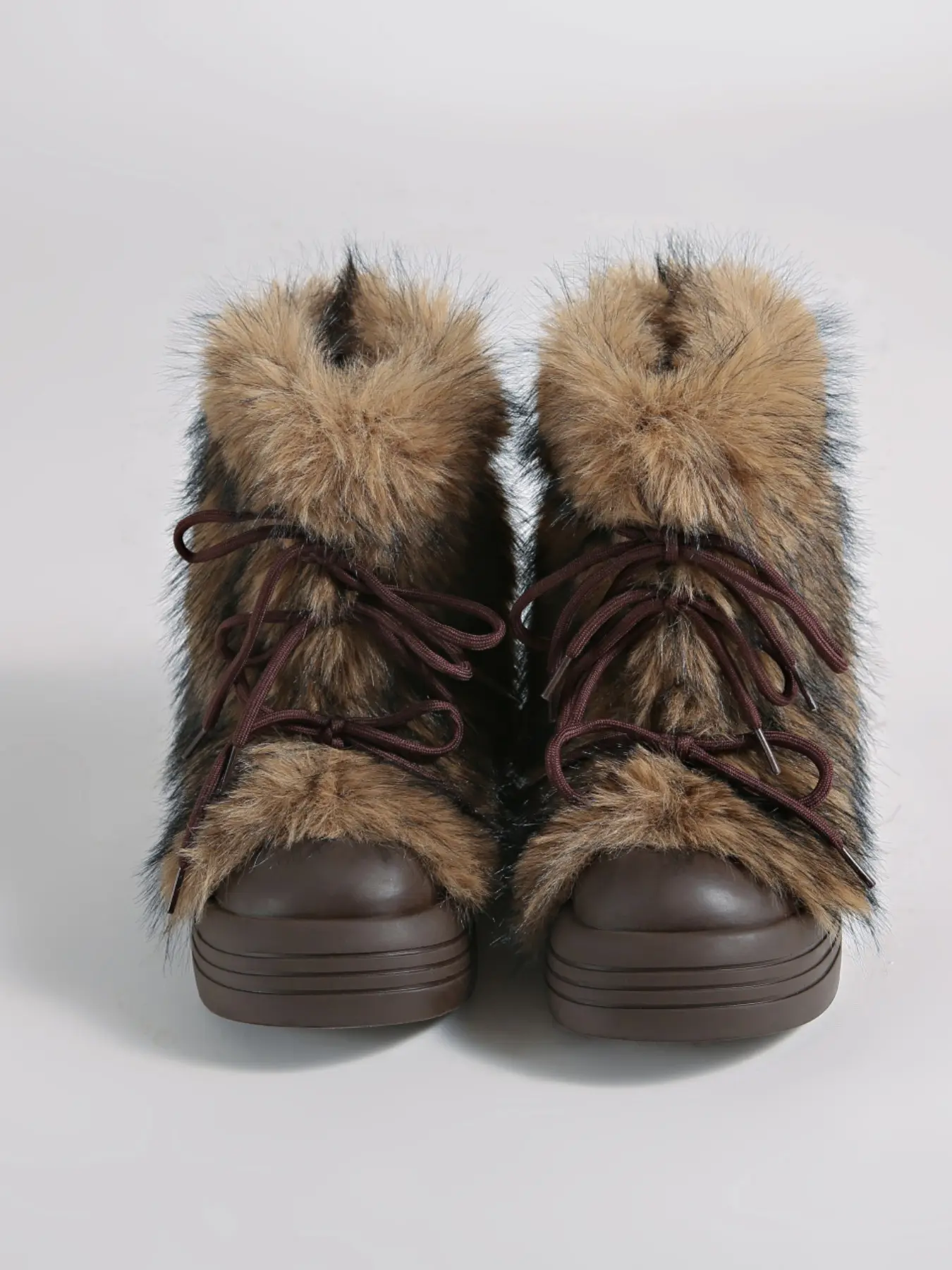 Soft Cozy Plain Above-the-Ankle Medium Width Furry Boots for Women, Casual Warm Daily Boots for Fall & Winter, Boots with Fur, Footwear