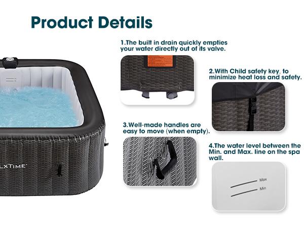 RELXTIME 73" 4-6 Person Inflatable Hot Tub with Energy Efficient Spa Cover/Insulated Cover/Mat FathersDayGift Portable Reusable