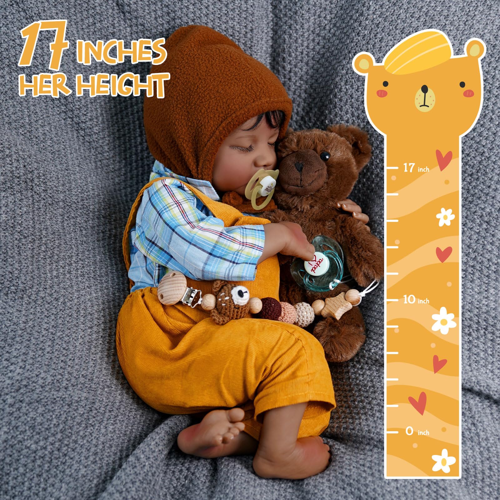 BABESIDE Lifelike Reborn Baby Dolls Black Girl Callie - 20 - Inch Soft Body Realistic Newborn Baby Doll Poseable Limbs Real Life Baby Dolls with Clothes and Toy Gift for Kids Age 3+ Rebornbabydoll BABESIDE Lifelike Reborn Baby Dolls Black Girl Callie - 20 - Inch Soft Body Realistic Newborn Baby Doll Poseable Limbs Real Life Baby Dolls with Clothes and Toy Gift for Kids Age 3+ Rebornbabydoll