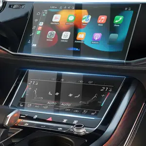 Canvcle 2 Pack Screen Protector for 2020-2025 Audi Q7 Q8 10.1-Inch Upper + 8.6-Inch Lower Screen, 9H Tempered Glass Screen Protector for Audi Q7 Accessories, Car Radio Screen Cover Anti Fingerprint Durable Protection