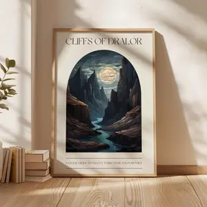 Fourth Wing Cliffs of Dralor Print, Fourth Wing, The Empyrean Poster, Bookish Wall Art, Rebecca Yarros (Unframed)