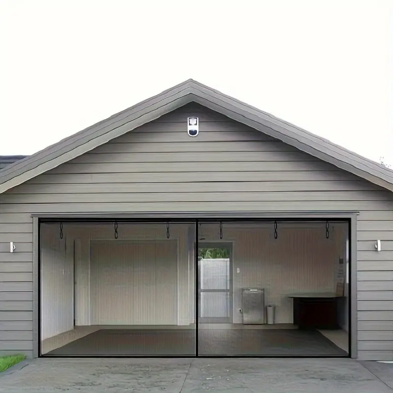 Traditional designed garage door screen, windproof and breathable mesh curtains with magnetic fixation and buckle storage, suitable for garages