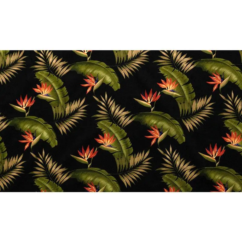 Tropical Themed Durable Cotton Upholstery Fabric - Birds of Paradise-Banana Leaf Soft Floral Print, 1 yd, 56-58 in Wide, Elegant Design Islands Textile, Decorative Sewing Supply for Nursery Room Ideas & Home Office Inspo, Easy Cleaning