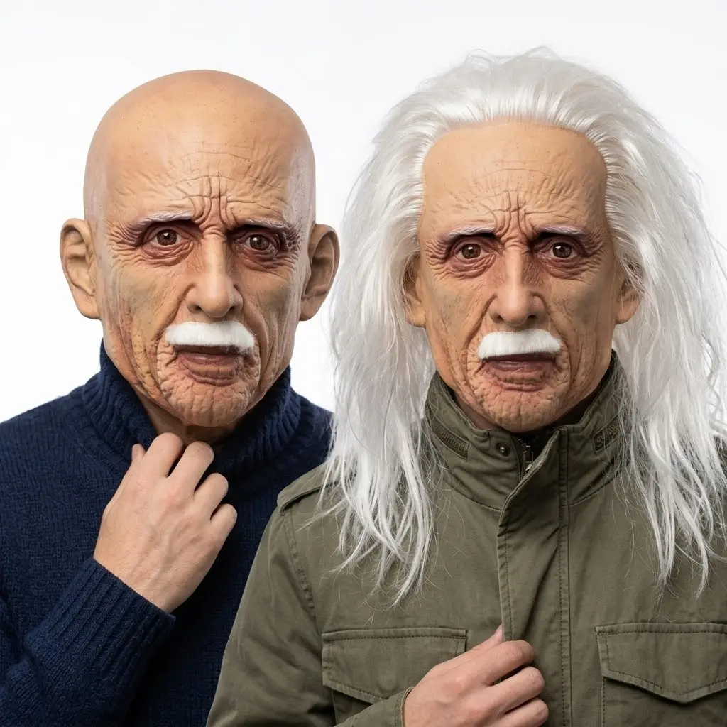 PATYGR Hyper-Realistic Full Head Synthetic Latex Old Man Mask with Beard, Eye Coverage, for Adult Halloween Cosplay, Carnival Party Props & Festive Headgear Accessories, Hyper Realistic Mask, Realistic Masks