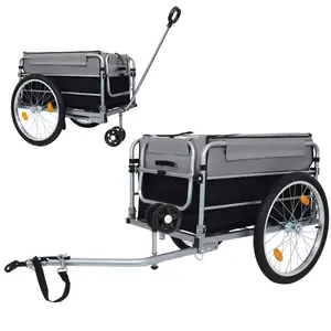 Bike Cargo Trailer, Aluminum Luggage Cart,Heavy Duty 220 lbs Bicycle Wagon Cart, 20" Whee,l Folding Groceries Hauler with Safe Hitch System, Removable Cover, Oxford Fabric for Cycling Travel