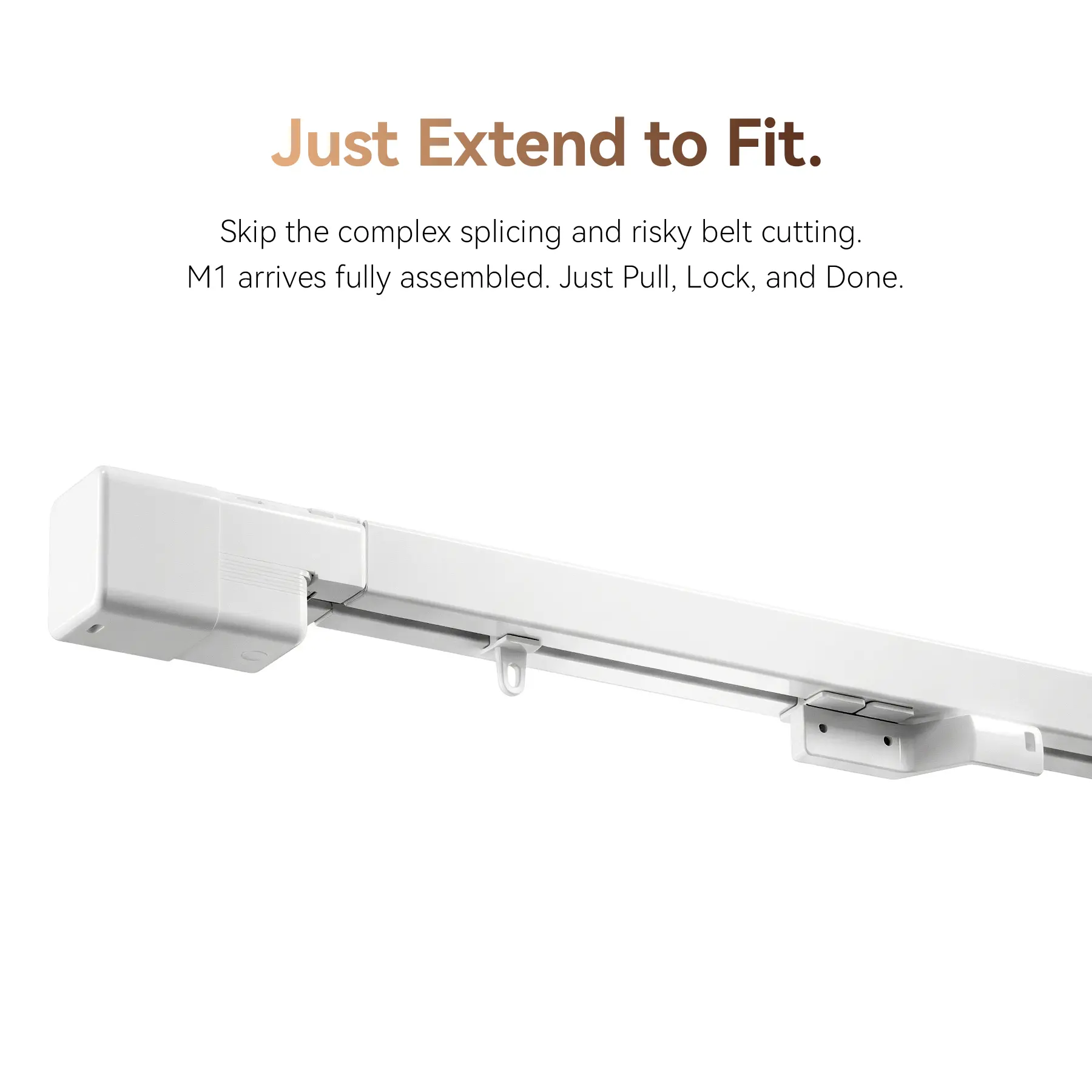 Remac M1 Smart Curtain Track, Apple Home Certified – No-Cut Adjustable Rail, Works with Matter, Alexa & Google, Ceiling/Wall Mount for Bedroom & Living Room, 42–160 inches