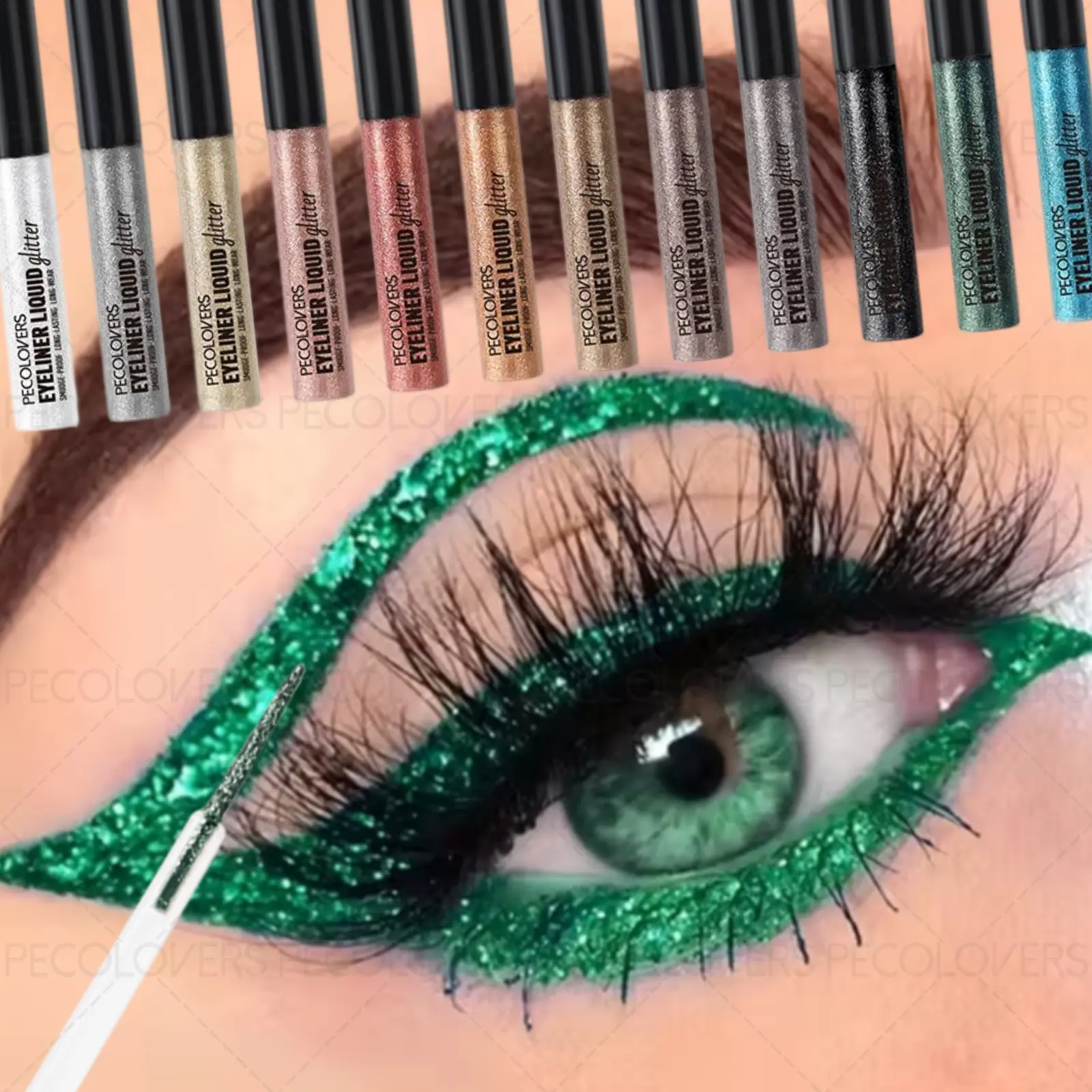 12pcs/set Explosive Liquid Eyeliner and Glitter Shimmer Eyeshadow, Pearlescent, Silky, Quick-drying, Highly Pigmented, Waterproof and Smudge-proof, The Perfect Christmas Gift Series, Eye Makeup Product