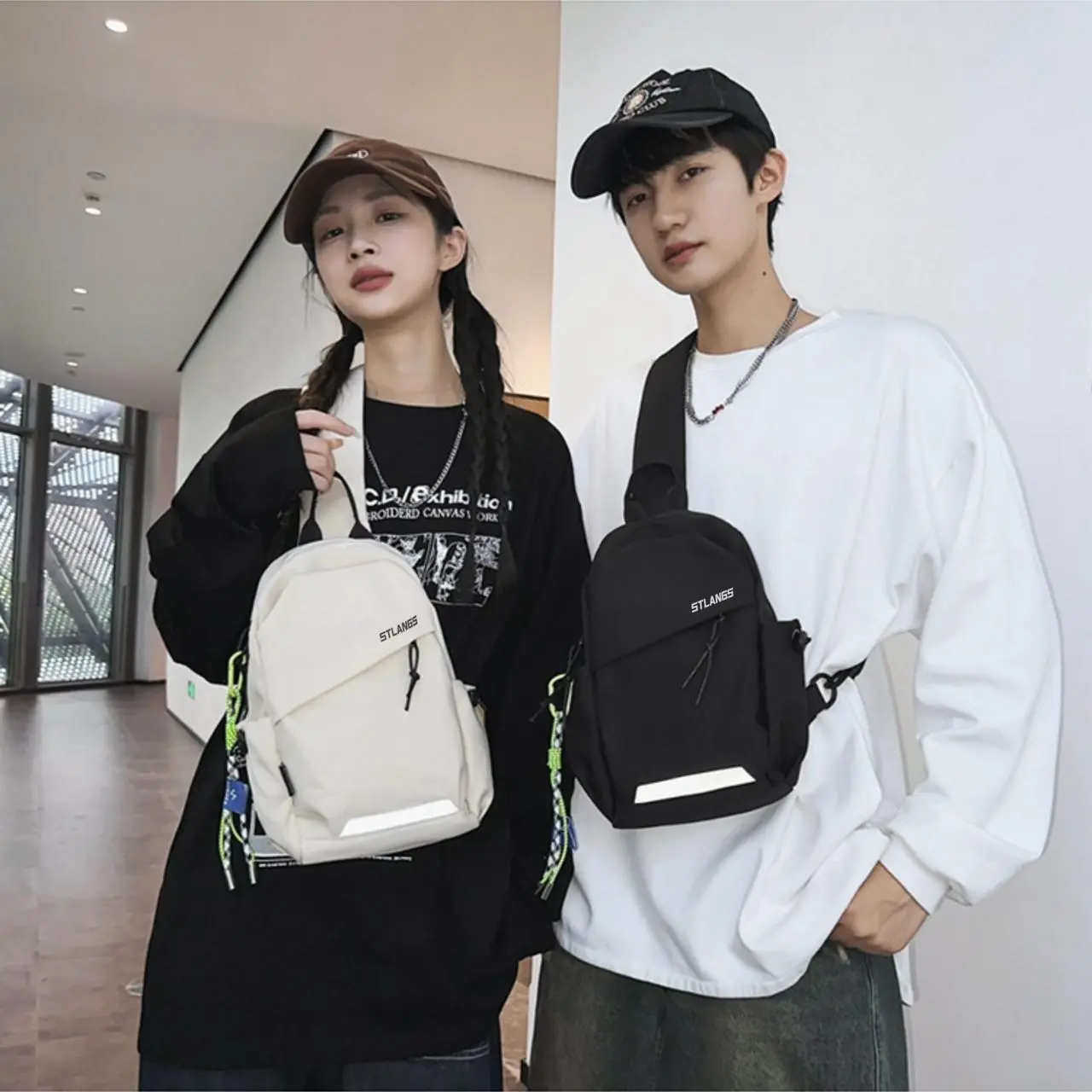 Casual Solid Synthetic Oxford Crossbody Bag, Unisex Waterproof Multi-Pocket Sling Pack with Adjustable Strap for Daily Use & Travel, High-Capacity, Nylon, Plain, Scratchproof, Functional