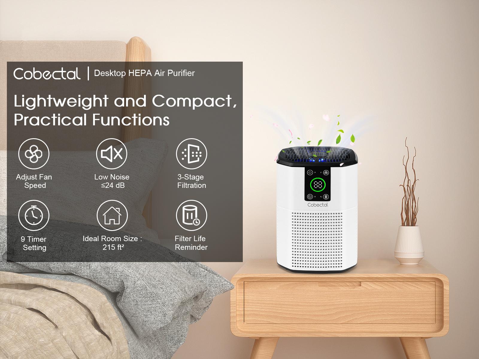 Cobectal Air Purifier for Home, Compact Room Cleaner with 3-in-1 Filter Aroma Diffuser & Sleep Mode, Ideal for Bedroom Office Dorm Hotel & RV Cobectal Air Purifier for Home, Compact Room Cleaner with 3-in-1 Filter Aroma Diffuser & Sleep Mode, Ideal for Bedroom Office Dorm Hotel & RV