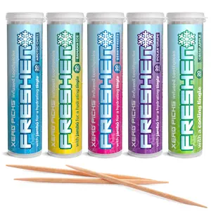 Xero Picks Freshen Infused Flavored Toothpicks, Sugar-free, Zero Calories, Minty Cool Refreshing, Variety 5 Pack