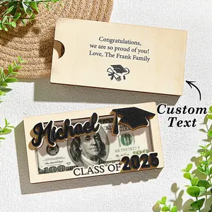 Custom Name & Text Graduation Money Holder Wooden Keepsake Graduation Gift