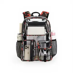 16 inches TPU waterproof heavy duty clear backpack large capacity see through , backpack for sport events , travel,outdoors and school