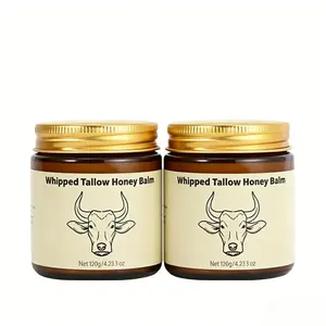 2 Pcs Whipped Grass-Fed Beef Tallow Honey Balm - 4 Oz,Moisturizing Cream for Soft, Smooth Skin - Handmade All-Natural Moisturizer - Lavender  hygiene body product