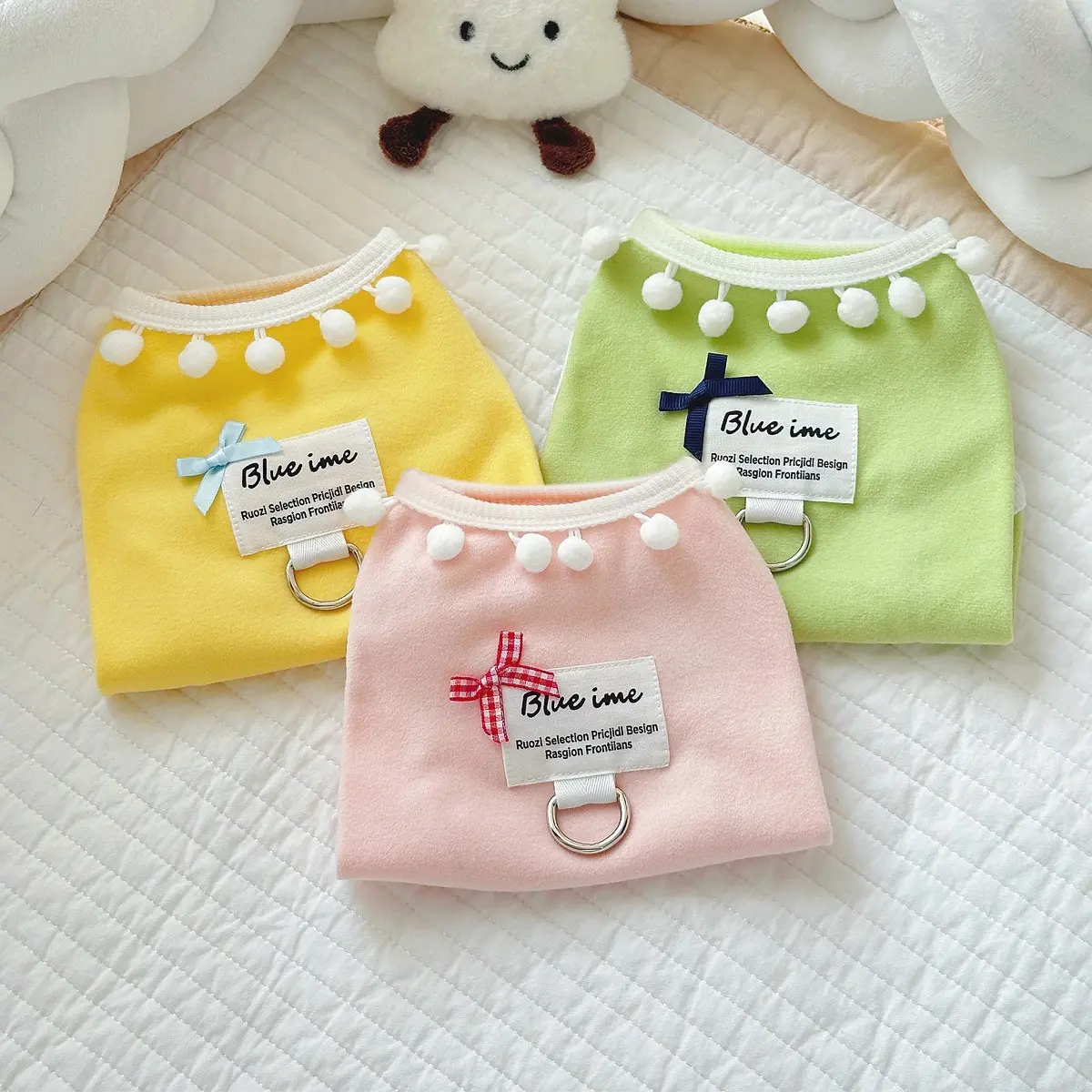 Pet Clothes Dog Cat Sleeveless Vest Plain Cute Costume Causal Breathable Spring Soft With Leash Ring D00071