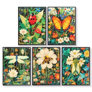 5D Diamond Art Painting Bees, Butterflies Insects Series Round Full Drill Diamond Dots Gem Art Crafts with Tools for Adults Beginners Craft Kits for Home Wall Decor&Gift 30x40cm /11.81x15.75inch