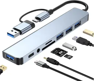 USB C Docking Station 8-in-1 Hub Adapter with HDMI, 100W PD, USB 3.0, SD/TF, Audio Jack – Multiport Hub for MacBook, iPad, Steam Deck, Windows Laptop, Android