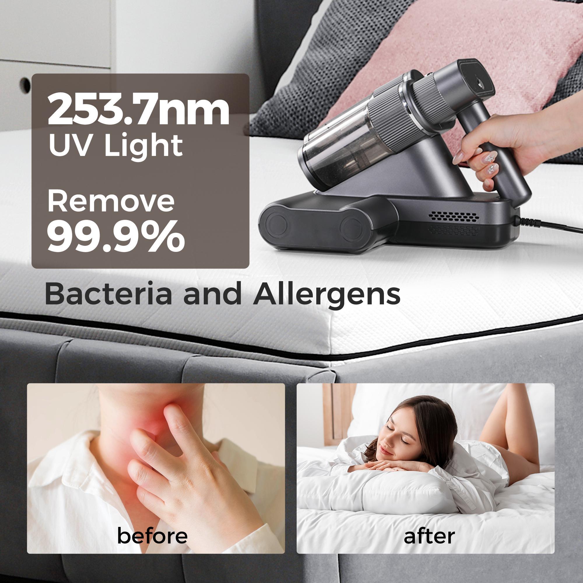 Mattress Vacuum Cleaner for Dust Mites Removal, Handheld Vacuum with UV-C Light & Safe-Temp 140℉ Heat & 20Kpa Powerful Suction & Triple-Cup & Aroma Tablet, Bed Vacuum Cleaner for Bed, Sofa, Couch, Carpet, Pet
