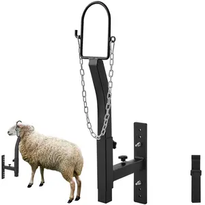 VEVOR Livestock Trimming Stand,  Goat & Sheep Stand 9.37-12.8 inch Adjustable Height 0-5.4 inch Width, Metal Goat Milking and Shearing Stand Attachment Nose Loop Headpiece, Black