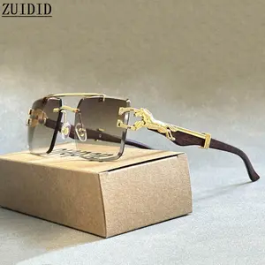 Lue's House Square Sunglasses For Men New Luxury Vintage Designer Rimless Sunglasses Women Trendy Fashion Glasses Gafas De Sol Hombre