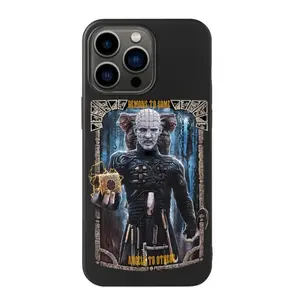 Hellraiser Pinhead Horror Movie Phone Case Slim Liquid Silicone iPhone Cover for iPhone 11-16 Pro Max Dark Gothic Design Anti-Fingerprint Protection