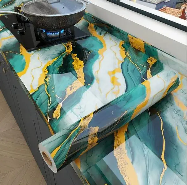 Modern Marble Print Peel-and-Stick Contact Paper, Waterproof Heat-Resistant Self-Adhesive Film, Removable Decal for Kitchen Countertop, Stove Top & Cabinet DIY Home Renovation Supplies