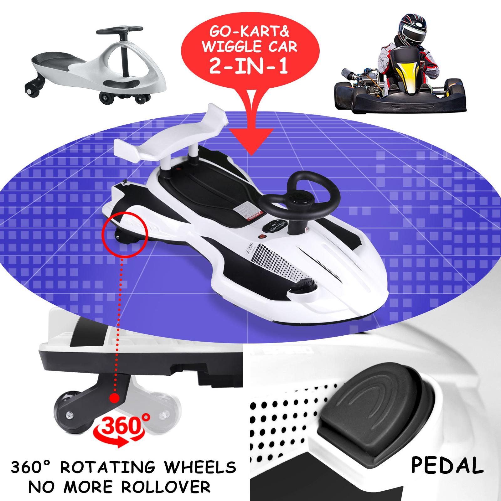 12V Electric Wiggle Car with Pedal, 2 in 1 Wiggle Car Ride On Toys for Kids Ages 3 and Up, Anti-Rollover Flashing Wheels, Bluetooth, Music,Christmas present,Devil Car,Demon Wiggle Car,Drift Swing Car