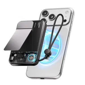 MagSafe Portable Charger, Qi2 25W Magnetic Power Bank 10000mAh 35W USB-C Fast Charging, with Active Cooling& Built-in Cable, Transparent RGB Design for iPhone 17/16/15/14 Series Wireless