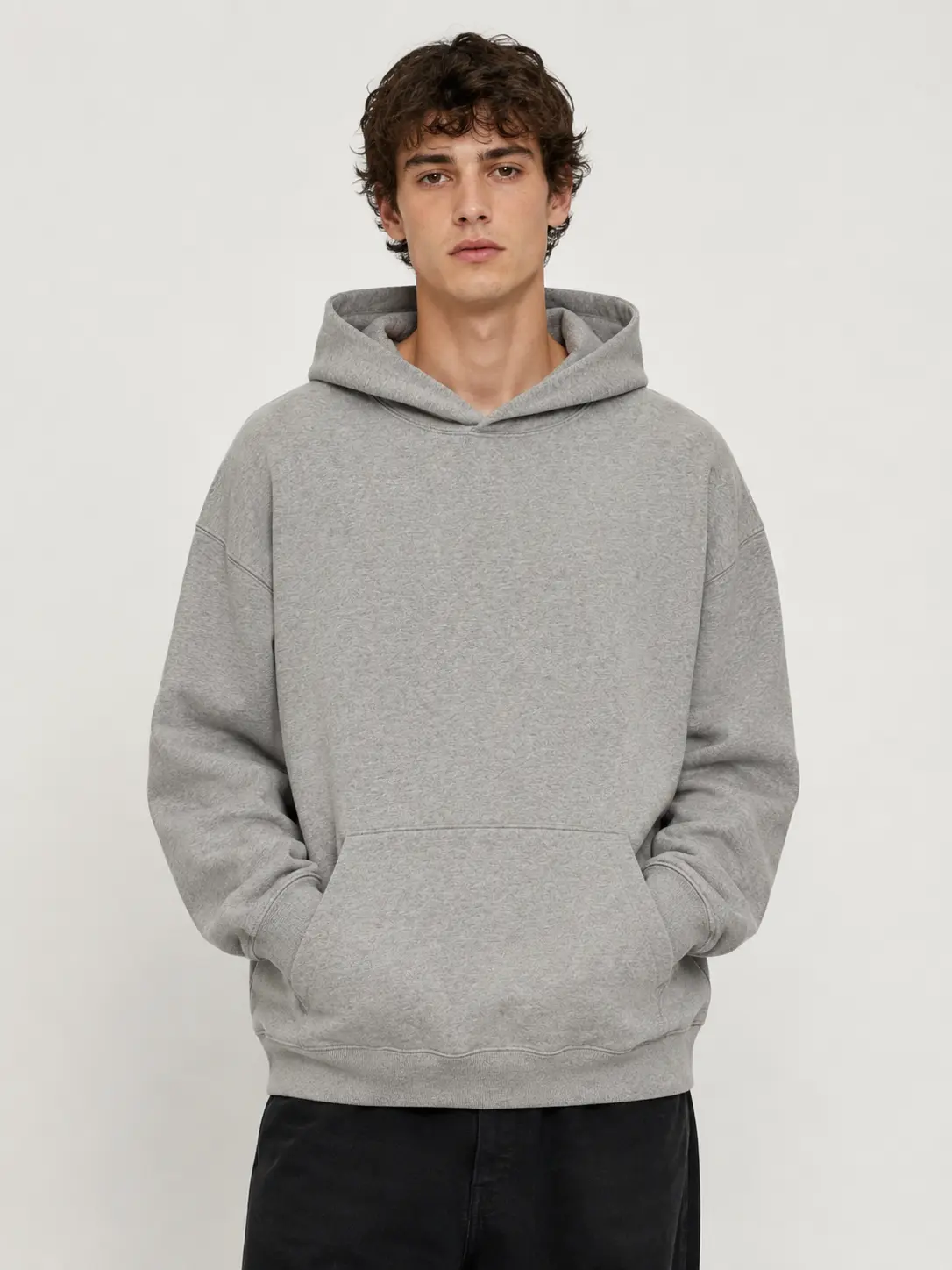 Men's Dark Gray Oversized Hoodie, Soft Casual Pullover with Kangaroo Pocket, Loose Fit Everyday Sweatshirt