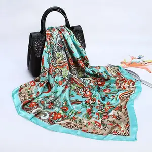 That So 70S Turquoise Paisley Wild Rag Scarf 35x35 Unisex Western Soft Polyester Durable Fashion Accessory WR230