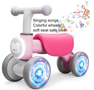 【Singing Bike】Colorful Lighting Baby Balance Bike for 1 Year Old Girls, Toddler Toys for 1 Year Old Girls Gifts, First Bike with Music and Soft Seat, 12-24 Month Toddler Balance Bike, First Birthday Gifts