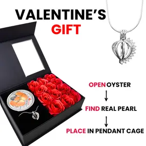 Wish Pearl Necklace Kit - Valentines Day DIY Jewelry with Oyster Shell, 18-Inch Sterling Silver Chain, AAA Grade Pearl & Pendant Holder