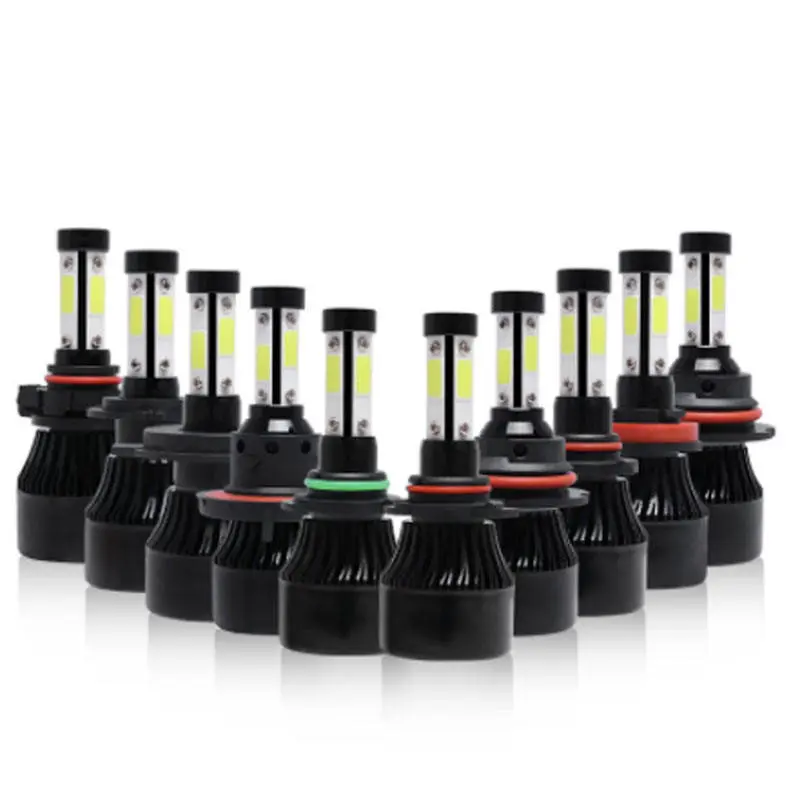 2pcs H4 H7 9005 9006 LED Headlight Bulbs, 4-Sided Car LED Headlights High and Low Beam Integrated Bulbs, 32000LM 500% Brightness 6500K White Light COB Chip, 360° Beam Angle, Plug and Play Easy Installation