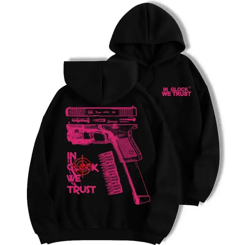 Men's Glock Graphic Blush Pink Hunting Hoodie - Long Sleeve Menswear Sweatshirt - Unisex Gift Option, Sweatshirts
