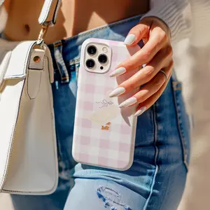 Pink Gingham Duck iPhone Case Cute Coquette Bow Goose Cottagecore Aesthetic Phone Cover for iPhone 17 16 15 14 13 12 11 Pro Max