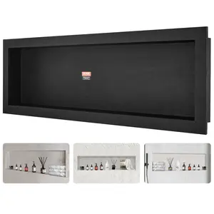 VEVOR Shower Niche Ready for Tile 16" x 50",  , Single Shelf Organizer, Square Corners Wall-inserted Niche Recessed, Sealed Protection Modern Soap Storage Niche for Shower Bathroom, Black