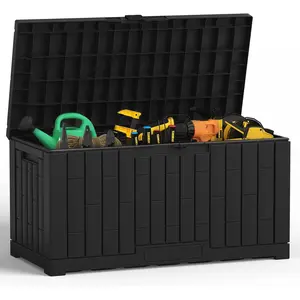 42-Inch 60 Gallon Multi-Functional Storage Bench with Lid | Lockable Resin Entryway Organizer Box with Handles, Waterproof Indoor/Outdoor Seating & Storage for Shoes, Cushions, Tools, Blankets, or Gear