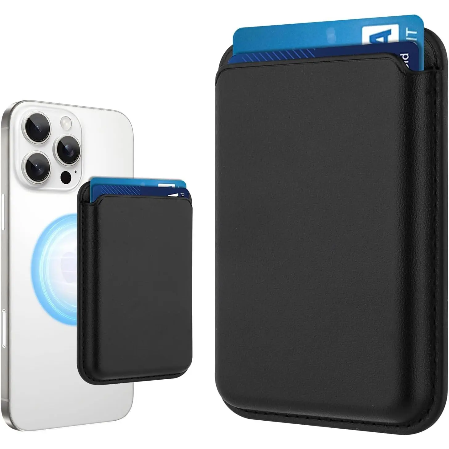 MagSafe-Compatible Leather TPU Cellphone Wallet, Strong Magnetic Card Holder for iPhone 17/16/15/14/13/12 Mobile Phone Cases, 2-Card Capacity, Black for Men & Women, Covers, Cellular, Smartphone,back to school,back to school haul