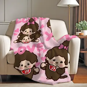 Aura Blankets Cute Characters M-monchhichi Blanket Warm And Soft Suitable For Bedroom Living Room Sofa Bed Office Travel Camping
